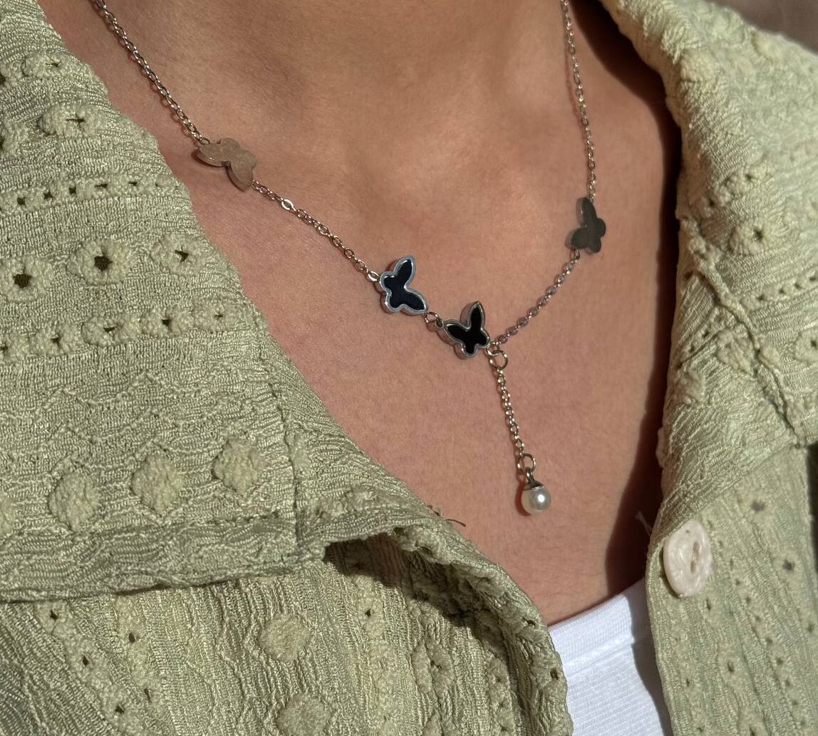 گردنبند رویای پروانه نقره ای